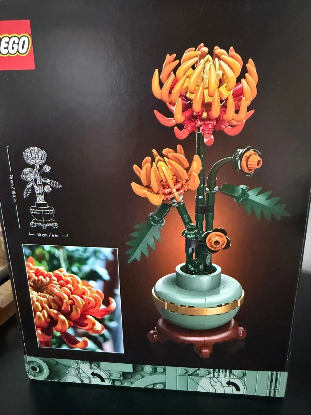 Lego Orange Chrysanthemum with Green Foliage